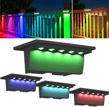 4Pack Solar Deck Lights Outdoor Waterproof LED Pathway Stairs Step Fence Light