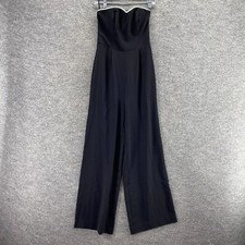 H M Jumpsuit Women 2 Black Zipper Strapless Straight Sweetheart Casual Solid