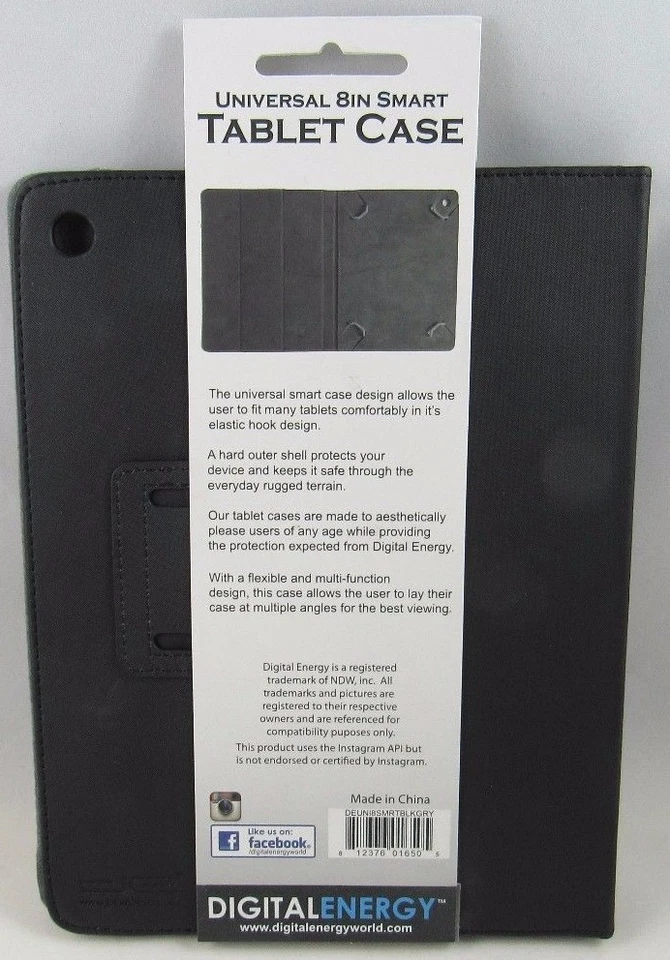 Digital Energy Universal 8 in Smart Tablet Case - Black / Gray - Image 2 of 3