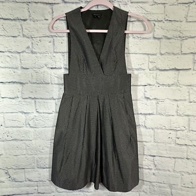 Theory Deanne Metallic Jumper Sleeveless Pleated Dress Dark Grey Size US 0  | eBay