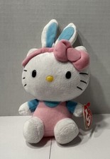 Ty Beanie Babies Sanrio Hello Kitty Easter Bunny Blue Ears Pink Bow 8 Inch 2013