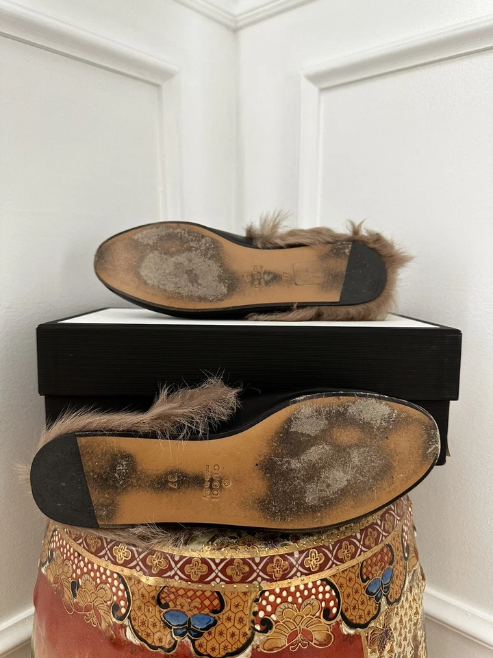 Mocasín sin cordones GUCCI Princetown Horsebit Mule negro con piel 37/7, usado Foto 3 de 4