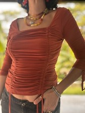 Vintage Y2K Sere Nade Tuscany Orange Smock adjustable Ruching Super Stretch