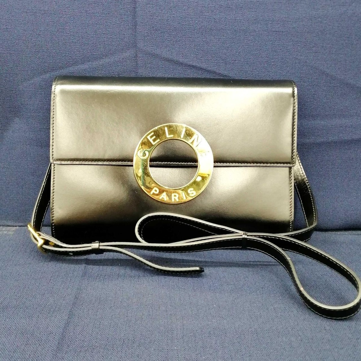 CELINE M14 Shoulder Bag Black Used 9.8×7.0×1.7 inch From CELINE M14 Shoulder Bag Black Used 9.8×7.0×1.7 inch From
