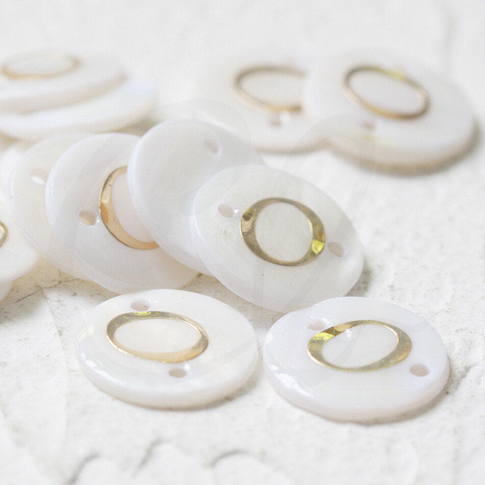 Natural Shell Gold Alphabet With 2 Holes-Alphabet-Letter-Round-Link ...