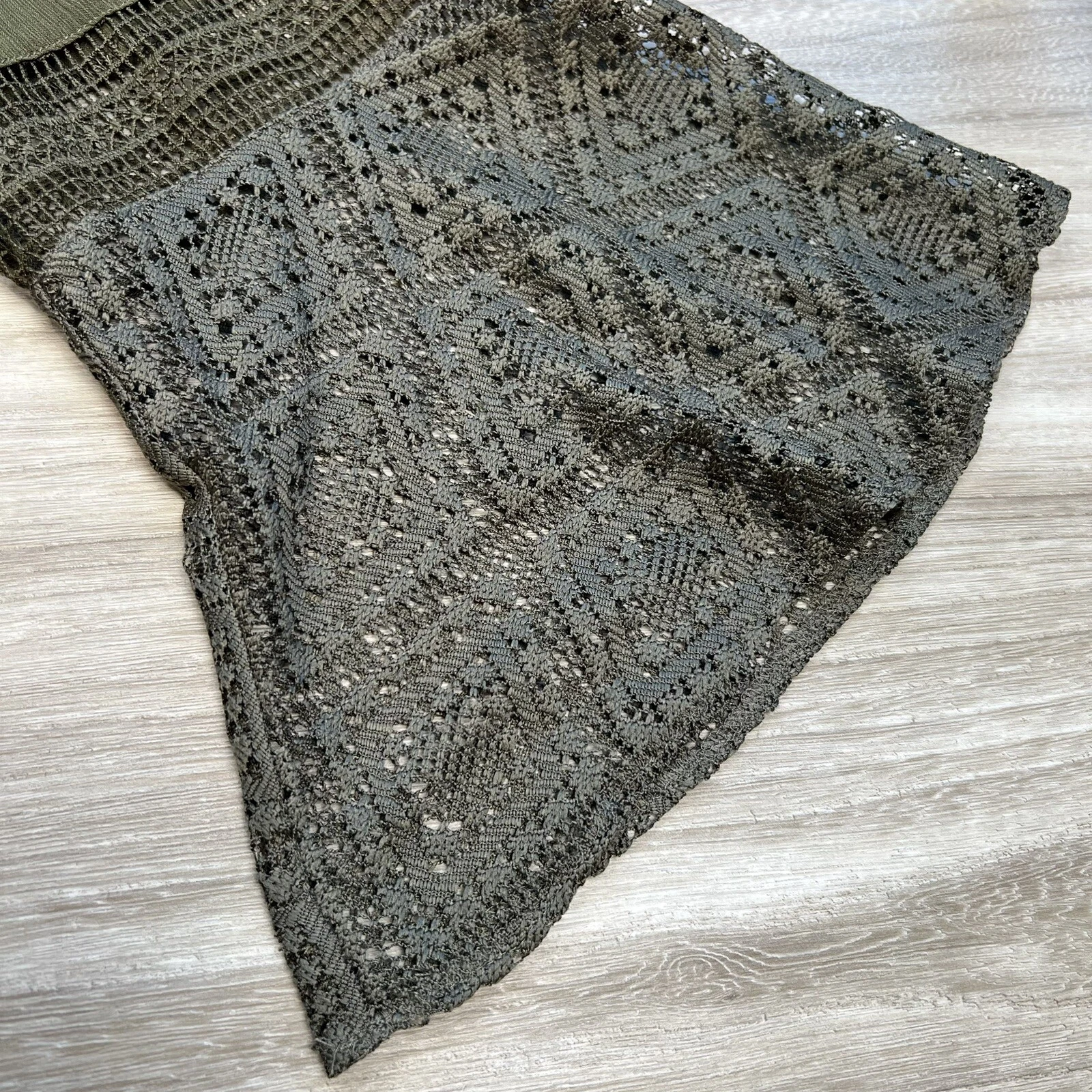 ALYX blusa top a strati manica lunga scollo a scoop taglia XL verde scuro trasparente