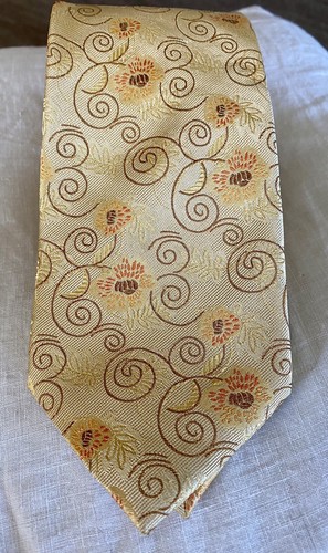 Corbata de cuello Haines & Bonner London hecha a mano 100 % texturizada oro naranja marrón naranja - Imagen 3 de 4