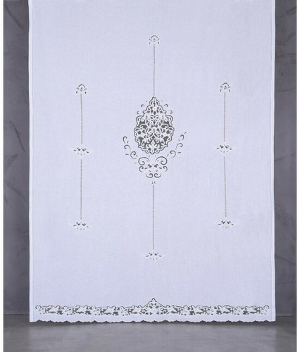 Tenda intaglio in lino ricamata a mano: r111. - Foto 2 di 6