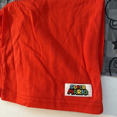 Super Mario Boys Pajama Set L/Sleeve Shirt Gray Shorts Red Size 12 - Picture 2 of 4