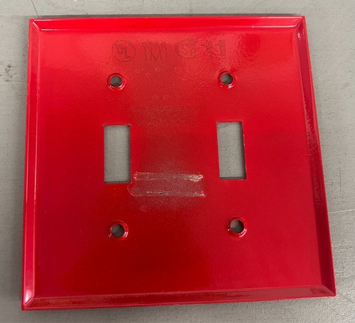 LOT OF 3 2-Gang Toggle Oil Burner Plate Red 41002 - Picture 2 of 2