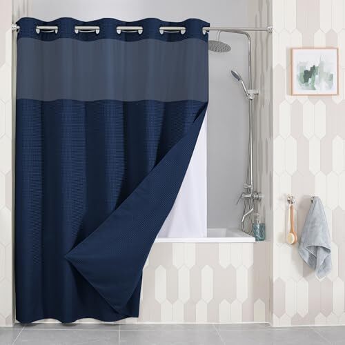 256GSM Waffelmuster Schwerlast Dusche 72" B x 75" L (1er Pack) Marineblau - Bild 2 von 8