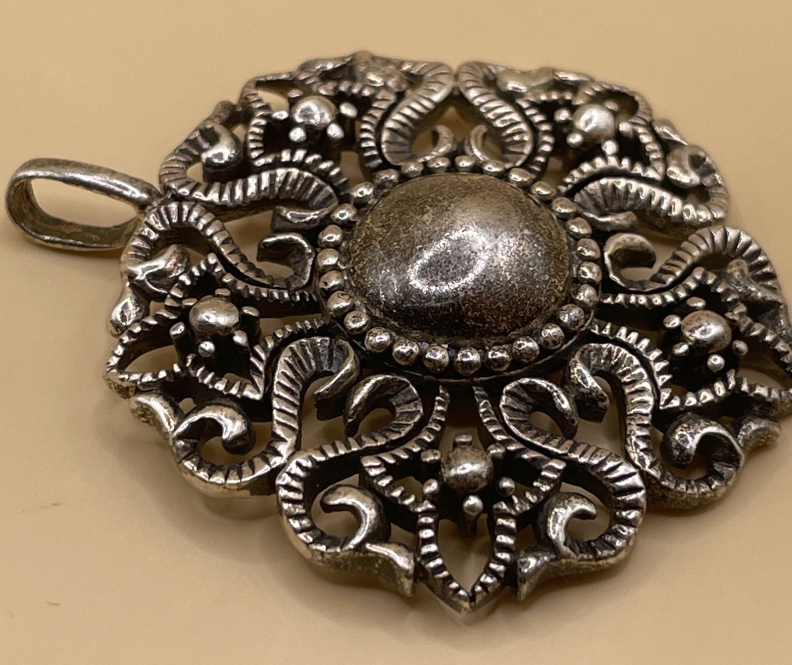 Ornate Filigree Design Solid Sterling Silver Pend… - image 3