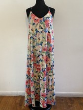Tahari Arthur S. Levine Women’s Floral Maxi Dress Chiffon Sleeveless V-Neck M