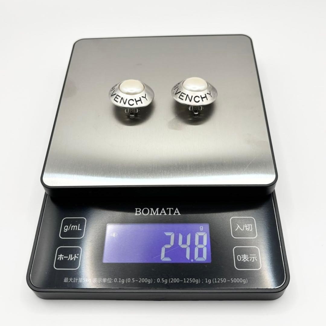 GIVENCHY Pearl earrings circle logo silver GP thumbnail 6