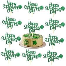 St. Patrick's Day Cake Toppers Green Glitter Cake Toppers Green Clover Deisgn