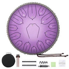 Steel Tongue Drum 12 Inch 15 Notes Handpan Drums Set with Music Book Mallets ...