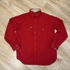Vtg 90s Carhartt Mens Mens L Blended Button Shirt Red USA Triangular Tag