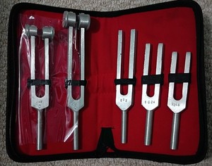 Tuning Fork Set of 5 Healing Therapy Medical Surgical Diagnostic Inst With Case