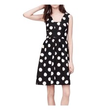 LOFT Black & Beige Watercolor Polka Dot Sleeveless Mini Dress Womens 4
