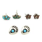 Southwest Sterling Silver Turquoise Coral Bloom Claw Earring Lot of 6 #S5036-3 — photo 4