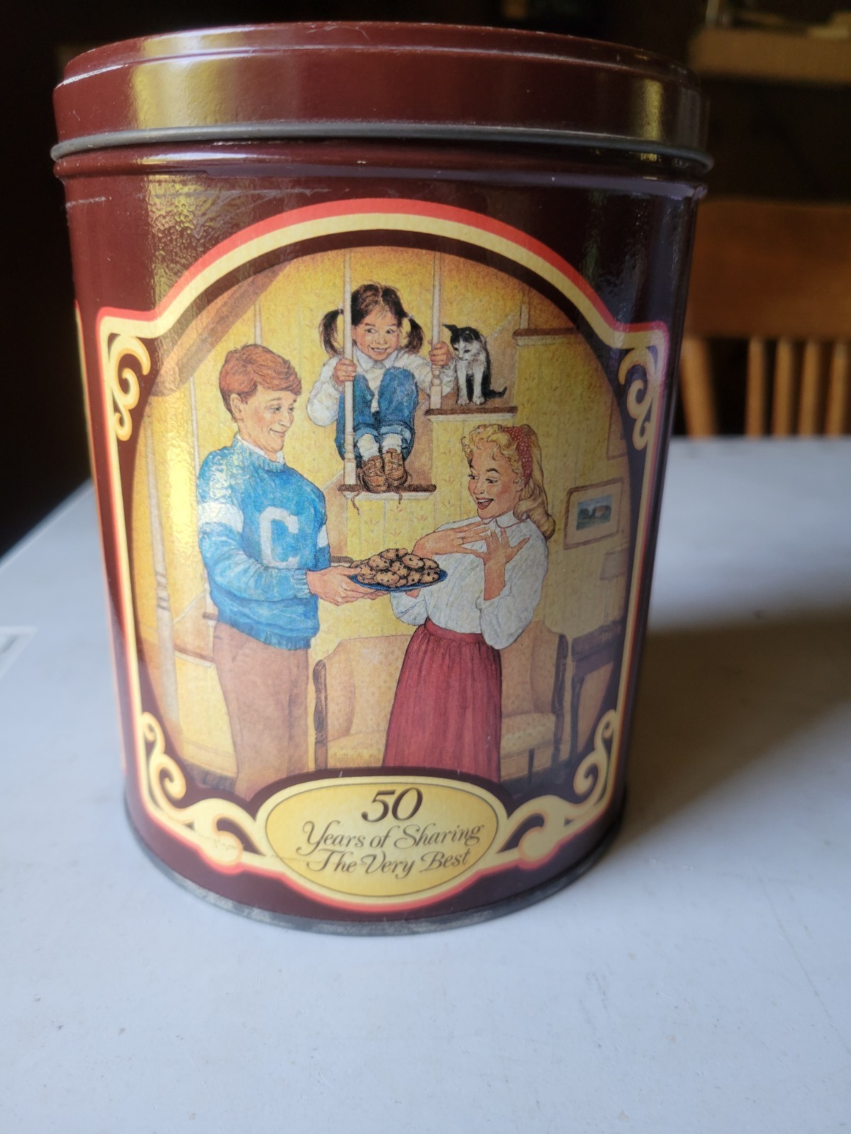 Vintage Advertising Nestle Toll House Morsels Cookies Metal Tin Can Container