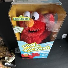 Sesame Street Play All Day Interactive Talking Elmo Plush Clean w/Box Works P