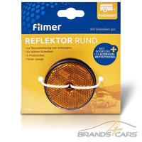 Filmer 2X Reflektor Rund Orange Ø60MM RÜCkstrahler Seitenstrahler AnhÄNger