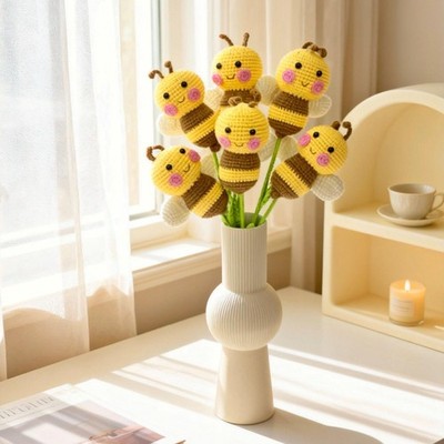 Crochet Bee Bouquet Handmade Get Well Birthday Teacher Bee Accent Keepsake Gift