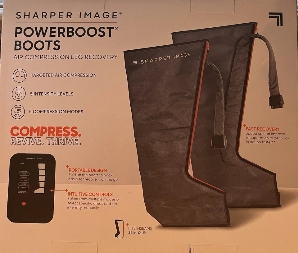 Sharper Image Powerboost Botas Compresión de Aire Masajeador de Piernas, 25 pulgadas Foto 2 de 2