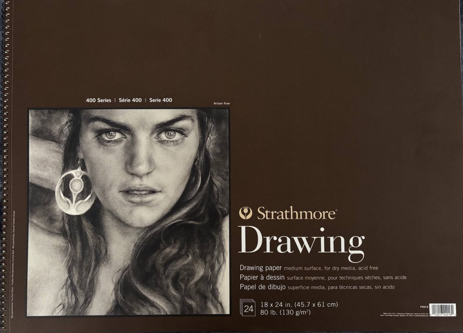 Strathmore Drawing Paper Pad 18 x 24 in 24 Sheets 80 lb White Dry Media