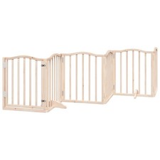 Dog Gate with Door Foldable 6 Panels 118.1 " Poplar Wood vidaXL
