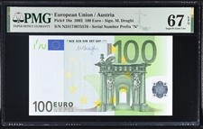 BANKNOTE 100 euro 2002 PMG 67 AUSTRIA