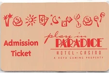 Par-A-Dice Casino - Peoria, IL - XX7 Issue Admission Ticket, diff rev's/color