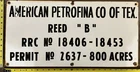 Vintage Porcelain Oil Field Sign - American Petrofina Co of Texas, Reed "B"