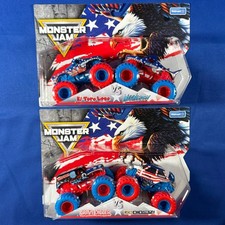 Monster Jam STARS  STRIPES 2-Pks MEGALODON El Toro Loco DIGATRON Grave Digger