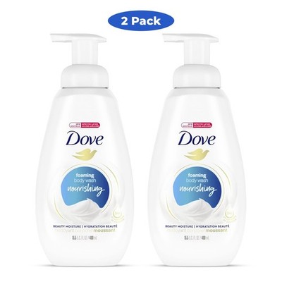 2 Pack Dove Foaming Body Wash Nourishing Beauty Moisture 13.5oz Pump Bottle