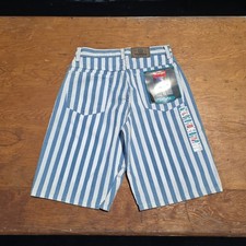 Vintage 90s Wrangler Hero Striped Denim Shorts Deadstock USA Made Size 27