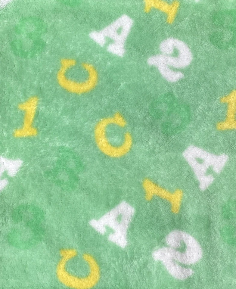 Manta Bebé Verde 123 Números ABC Letras Amarillo Blanco Felpa Suave Vellón Lovey Foto 4 de 4