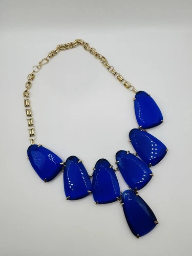 VETEMENTS Collana dichiarazione grossa tono oro blu cobalto pesante 18”