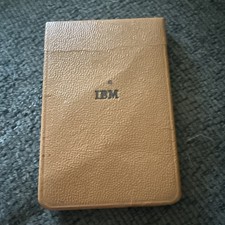 Vintage IBM THINK Tan Leather Pocket Notepad Holder with Memo Pad