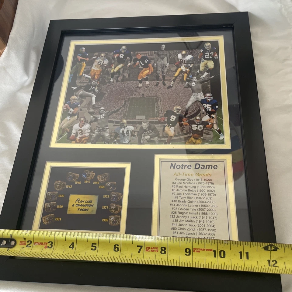 FOTO 8X10 ENMARCADA DE NOTRE DAME DE TODOS LOS TIEMPOS GRANDES JOE MONTANA JEROME BETTIS 11x14  Foto 3 de 4