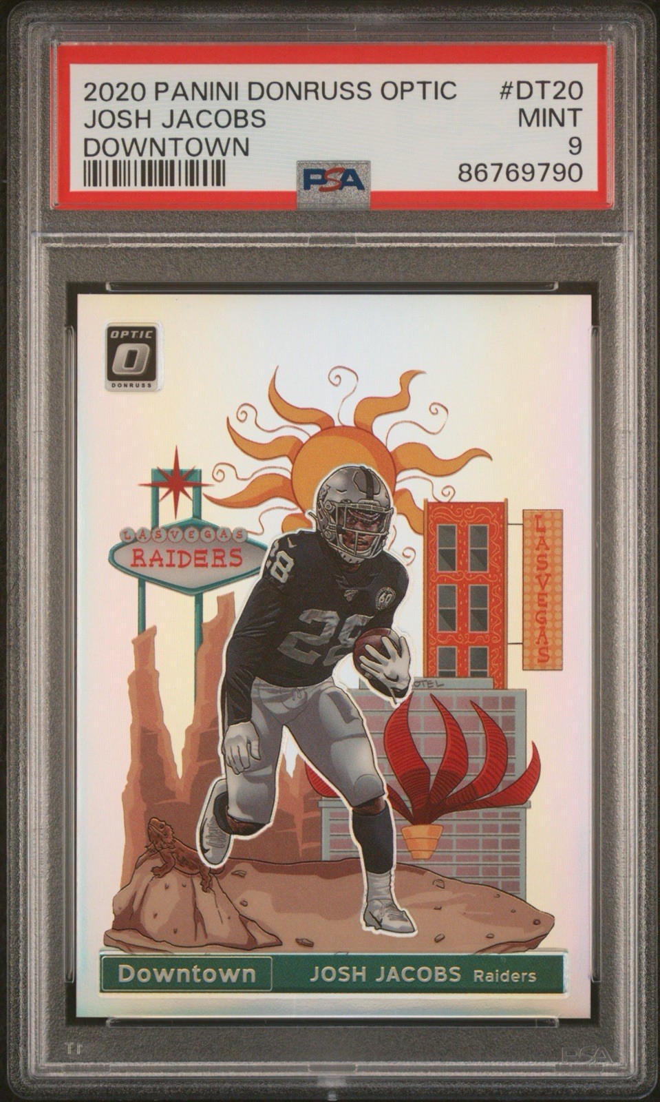 Josh Jacobs Packers PSA 9 2020 #DT20 Donruss Optic Downtown PSA 9