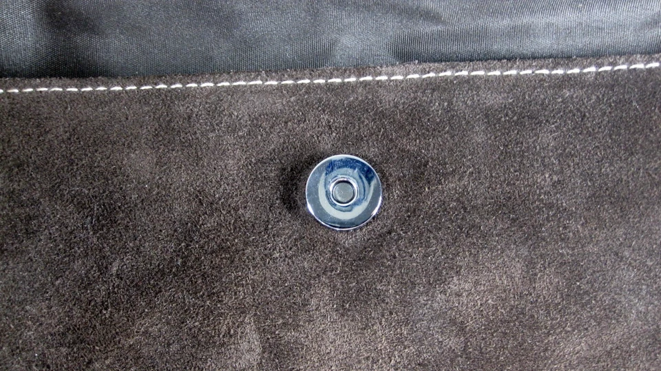 Suede Leather Shoulder Bag Baguette Chocolate Brown Pockets Boho Grunge Y2K 04 - Image 4 of 4