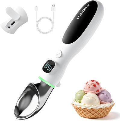 Yofidra Heated Ice Cream Scoop 4000 mAh, Ergonomic Design with Physical On/Off S