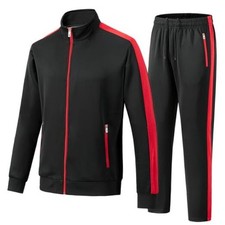 Men's Tracksuits 2 Piece Outfits Sweatsuits for Men Long Sleeve Large Black Red
