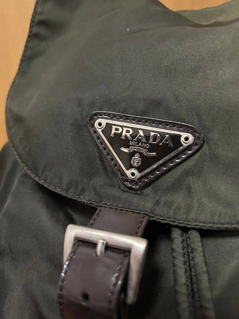 PRADA Nylon Backpack Dark Brown Adjustable Strap Flap Closure Authentic thumbnail 8