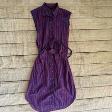 Banana Republic Factory Voile Midi Shirt Dress Purple Blue Size Medium