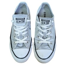 Converse All Star US 6 Women Silver Velvet Ox Low Top Lace Up Fashion Sneakers