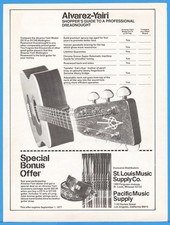 1977 Alvarez Yairi Professional Dreadnought Guitar Shoppers Guide Photo Print Ad