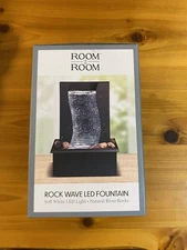 TableTop Rock Wave Fountain 6.3” x 4.5” LightsUp Soothing Battery Operated New